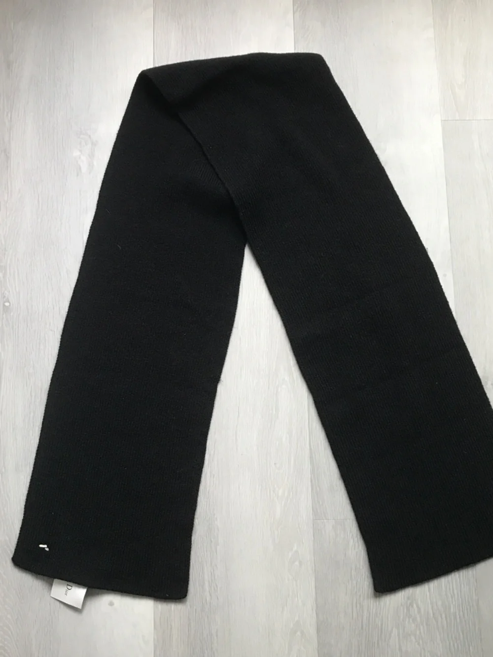 WOMENS BLACK WOOL SCARF RECTANGLE STONE 'DIOR' LOGO